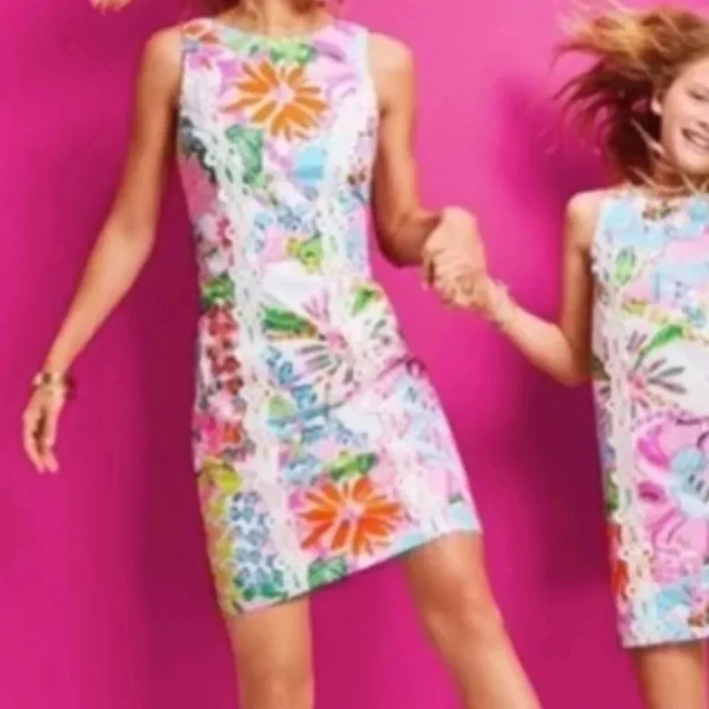 Lilly Pulitzer for Target Pink Floral Lace-Trim Mini Dress - Picture 4 of 14